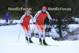 07.11.2024, Davos, Switzerland (SUI): Joscha Burkhalter (SUI), Niklas Hartweg (SUI), (l-r) - Biathlon training, snowfarming track, Davos (SUI). www.nordicfocus.com. © Manzoni/NordicFocus. Every downloaded picture is fee-liable.