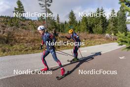 22.10.2024, Lavaze, Italy (ITA): Sturla Holm Laegreid (NOR), Johannes Thingnes Boe (NOR), (l-r)  - Biathlon summer training, Lavaze (ITA). www.nordicfocus.com. © Vanzetta/NordicFocus. Every downloaded picture is fee-liable.