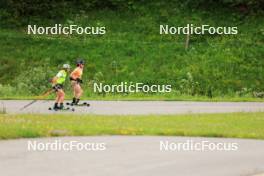 11.06.2024, Premanon, France (FRA): Justine Braisaz-Bouchet (FRA), Lou Jeanmonnot (FRA), (l-r) - Biathlon summer training, Premanon (FRA). www.nordicfocus.com. © Manzoni/NordicFocus. Every downloaded picture is fee-liable.