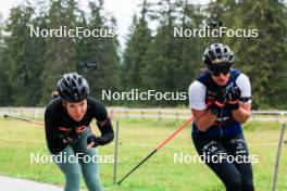 16.09.2024, Lenzerheide, Switzerland (SUI): Oceane Michelon (FRA), Julia Simon (FRA), (l-r) - Biathlon summer training, Lenzerheide (SUI). www.nordicfocus.com. © Manzoni/NordicFocus. Every downloaded picture is fee-liable.