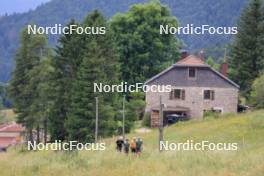 02.07.2024, Premanon, France (FRA): Emilien Jacquelin (FRA), Oscar Lombardot (FRA), Fabien Claude (FRA), Eric Perrot (FRA), (l-r) - Biathlon summer training, Premanon (FRA). www.nordicfocus.com. © Manzoni/NordicFocus. Every downloaded picture is fee-liable.