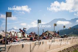 06.08.2024, Lavaze, Italy (ITA): Lisa Osl (AUT), Lea Rothschopf (AUT), Lara Wagner (AUT), Anna Andexer (AUT), (l-r)  - Biathlon summer training, Lavaze (ITA). www.nordicfocus.com. © Barbieri/NordicFocus. Every downloaded picture is fee-liable.