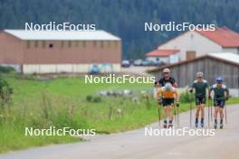 02.07.2024, Premanon, France (FRA): Fabien Claude (FRA), Emilien Jacquelin (FRA), Oscar Lombardot (FRA), Eric Perrot (FRA), (l-r) - Biathlon summer training, Premanon (FRA). www.nordicfocus.com. © Manzoni/NordicFocus. Every downloaded picture is fee-liable.