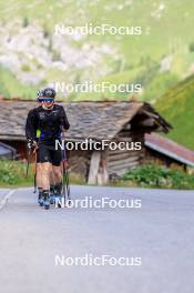 27.06.2024, Juf, Switzerland (SUI): Joscha Burkhalter (SUI), Sebastian Stalder (SUI), Gion Stalder (SUI), (l-r) - Biathlon summer training, Juf (SUI). www.nordicfocus.com. © Manzoni/NordicFocus. Every downloaded picture is fee-liable.