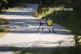 27.08.2024, Martell, Italy (ITA): Patrick Braunhofer (ITA), Elia Zeni (ITA), (l-r) - Biathlon summer training, Martell (ITA). www.nordicfocus.com. © Vanzetta/NordicFocus. Every downloaded picture is fee-liable.