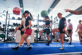 11.06.2024, Premanon, France (FRA): Justine Braisaz-Bouchet (FRA), Jeanne Richard (FRA), Gilonne Guigonnat (FRA), Sophie Chauveau (FRA), Oceane Michelon (FRA), Lou Jeanmonnot (FRA), (l-r) - Biathlon summer training, Premanon (FRA). www.nordicfocus.com. © Manzoni/NordicFocus. Every downloaded picture is fee-liable.