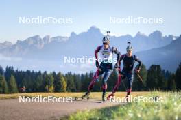 22.10.2024, Lavaze, Italy (ITA): Tarjei Boe (NOR), Endre Stroemsheim (NOR), (l-r)  - Biathlon summer training, Lavaze (ITA). www.nordicfocus.com. © Vanzetta/NordicFocus. Every downloaded picture is fee-liable.