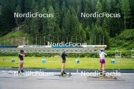 17.07.2024, Martell, Italy (ITA): Beatrice Trabucchi (ITA), Hanna Auchentaller (ITA), Rebecca Passler (ITA), (l-r)  - Biathlon summer training, Martell (ITA). www.nordicfocus.com. © Barbieri/NordicFocus. Every downloaded picture is fee-liable.