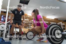 27.08.2024, Martell, Italy (ITA): Andrea Zattoni (ITA), coach Team Italy, Dorothea Wierer (ITA), (l-r) - Biathlon summer training, Martell (ITA). www.nordicfocus.com. © Vanzetta/NordicFocus. Every downloaded picture is fee-liable.