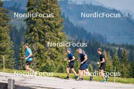 06.06.2024, Lavaze, Italy (ITA): Emil Nykvist (SWE), Jesper Nelin (SWE), Viktor Brandt (SWE), Malte Stefansson (SWE), Anton Ivarsson (SWE), (l-r)  - Biathlon summer training, Lavaze (ITA). www.nordicfocus.com. © Barbieri/NordicFocus. Every downloaded picture is fee-liable.