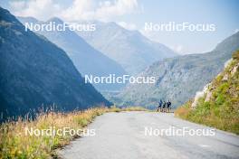 28.08.2024, Bessans, France (FRA): Quentin Fillon-Maillet (FRA), Oscar Lombardot (FRA), Emilien Jacquelin (FRA), Eric Perrot, (l-r) - Biathlon summer training, Bessans (FRA). www.nordicfocus.com. © Authamayou/NordicFocus. Every downloaded picture is fee-liable.