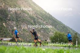 26.08.2024, Martell, Italy (ITA): Lukas Hofer (ITA), Tommaso Giacomel (ITA), Elia Zeni (ITA), (l-r) - Biathlon summer training, Martell (ITA). www.nordicfocus.com. © Vanzetta/NordicFocus. Every downloaded picture is fee-liable.