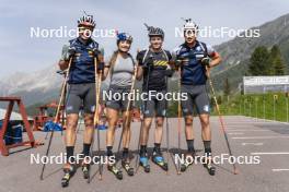 19.06.2024, Lavaze, Italy (ITA): Tommaso Giacomel (ITA), Dorothea Wierer (ITA), Elia Zeni (ITA), Didier Bionaz (ITA), (l-r)  - Biathlon summer training, Lavaze (ITA). www.nordicfocus.com. © Vanzetta/NordicFocus. Every downloaded picture is fee-liable.