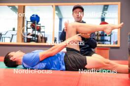 02.07.2024, Premanon, France (FRA): Quentin Fillon Maillet (FRA), Romain Hurtault (FRA), (l-r) - Biathlon summer training, Premanon (FRA). www.nordicfocus.com. © Manzoni/NordicFocus. Every downloaded picture is fee-liable.