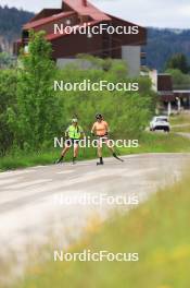 11.06.2024, Premanon, France (FRA): Justine Braisaz-Bouchet (FRA), Lou Jeanmonnot (FRA), (l-r) - Biathlon summer training, Premanon (FRA). www.nordicfocus.com. © Manzoni/NordicFocus. Every downloaded picture is fee-liable.