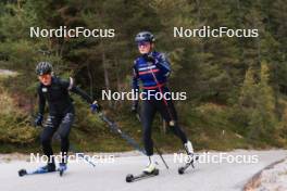 11.10.2024, Ramsau am Dachstein, Austria (AUT): Sophie Chauveau (FRA), Lou Jeanmonnot (FRA), (l-r) - Biathlon summer training, Dachsteinglacier, Ramsau am Dachstein (AUT). www.nordicfocus.com. © Manzoni/NordicFocus. Every downloaded picture is fee-liable.