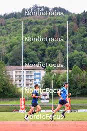 03.07.2024, Saint-Claude, France (FRA): Oscar Lombardot (FRA), Fabien Claude (FRA), (l-r) - Biathlon summer training, Premanon (FRA). www.nordicfocus.com. © Manzoni/NordicFocus. Every downloaded picture is fee-liable.