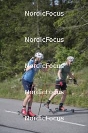 18.06.2024, Correncon-en-Vercors, France (FRA): Emilien Jacquelin (FRA), Fabien Claude (FRA), (l-r) - Biathlon summer training, Correncon-en-Vercors (FRA). www.nordicfocus.com. © Joly/NordicFocus. Every downloaded picture is fee-liable.