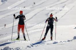 14.10.2024, Ramsau am Dachstein, Austria (AUT): Sandra Flunger (AUT) coach Team Switzerland, Elisa Gasparin (SUI), (l-r) - Biathlon summer training, Dachsteinglacier, Ramsau am Dachstein (AUT). www.nordicfocus.com. © Manzoni/NordicFocus. Every downloaded picture is fee-liable.