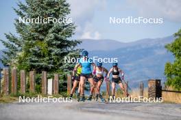 02.09.2024, Font-Romeu, France (FRA): Elvira Oeberg (SWE), Hanna Oeberg (SWE), Sara Andersson (SWE), Ella Halvarsson (SWE), (l-r) - Biathlon summer training, Font-Romeu (FRA). www.nordicfocus.com. © Authamayou/NordicFocus. Every downloaded picture is fee-liable.