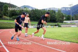 03.07.2024, Saint-Claude, France (FRA): Emilien Jacquelin (FRA), Eric Perrot (FRA), (l-r) - Biathlon summer training, Premanon (FRA). www.nordicfocus.com. © Manzoni/NordicFocus. Every downloaded picture is fee-liable.