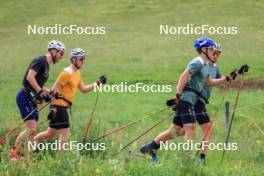 02.07.2024, Premanon, France (FRA): Emilien Jacquelin (FRA), Fabien Claude (FRA), Oscar Lombardot (FRA), Eric Perrot (FRA), (l-r) - Biathlon summer training, Premanon (FRA). www.nordicfocus.com. © Manzoni/NordicFocus. Every downloaded picture is fee-liable.