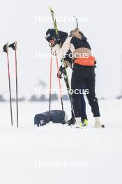 11.10.2024, Ramsau am Dachstein, Austria (AUT): Cyril Burdet (FRA), coach Team France, Oceane Michelon (FRA), (l-r) - Biathlon summer training, Ramsau am Dachstein (AUT). www.nordicfocus.com. © Manzoni/NordicFocus. Every downloaded picture is fee-liable.