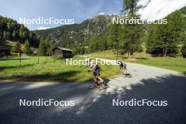 27.08.2024, Martell, Italy (ITA): Didier Bionaz (ITA), Lukas Hofer (ITA), (l-r) - Biathlon summer training, Martell (ITA). www.nordicfocus.com. © Vanzetta/NordicFocus. Every downloaded picture is fee-liable.