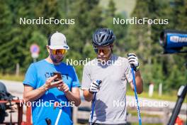 31.07.2024, Lavaze, Italy (ITA): Louis Deschamps (FRA), Antonin Guigonnat (FRA), (l-r)  - Biathlon summer training, Lavaze (ITA). www.nordicfocus.com. © Barbieri/NordicFocus. Every downloaded picture is fee-liable.