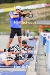 05.09.2024, Lenzerheide, Switzerland (SUI): Tarjei Boe (NOR), Sturla Holm Laegreid (NOR), Vetle Sjaastad Christiansen (NOR), (l-r) - Biathlon summer training, Lenzerheide (SUI). www.nordicfocus.com. © Manzoni/NordicFocus. Every downloaded picture is fee-liable.