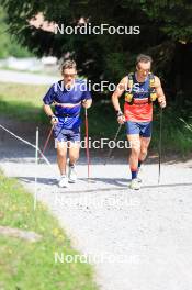 15.07.2024, Lenzerheide, Switzerland (SUI): Vaclav Cervenka (USA), Vincent Bonacci (USA), (l-r) - Biathlon summer training, Lenzerheide (SUI). www.nordicfocus.com. © Manzoni/NordicFocus. Every downloaded picture is fee-liable.