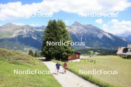 15.07.2024, Lenzerheide, Switzerland (SUI): Vaclav Cervenka (USA), Vincent Bonacci (USA), (l-r) - Biathlon summer training, Lenzerheide (SUI). www.nordicfocus.com. © Manzoni/NordicFocus. Every downloaded picture is fee-liable.