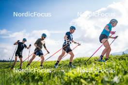 06.06.2024, Lavaze, Italy (ITA): Anton Ivarsson (SWE), Malte Stefansson (SWE), Jesper Nelin (SWE), Elvira Oeberg (SWE), (l-r)  - Biathlon summer training, Lavaze (ITA). www.nordicfocus.com. © Barbieri/NordicFocus. Every downloaded picture is fee-liable.