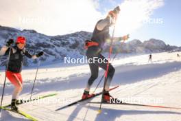 14.10.2024, Ramsau am Dachstein, Austria (AUT): Sandra Flunger (AUT) coach Team Switzerland, Silvano Demarmels (SUI), (l-r) - Biathlon summer training, Dachsteinglacier, Ramsau am Dachstein (AUT). www.nordicfocus.com. © Manzoni/NordicFocus. Every downloaded picture is fee-liable.