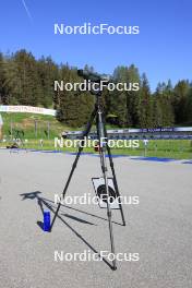 20.05.2024, Lenzerheide, Switzerland (SUI): Event Feature: Coaches glass with a target board and a drink bottle at the shooting range - Biathlon summer training, Lenzerheide (SUI). www.nordicfocus.com. © Manzoni/NordicFocus. Every downloaded picture is fee-liable.