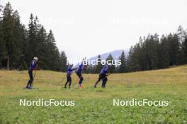 16.09.2024, Lenzerheide, Switzerland (SUI): Eric Perrot (FRA), Oscar Lombardot (FRA), Emilien Jacquelin (FRA), Quentin Fillon Maillet (FRA), Fabien Claude (FRA), (l-r) - Biathlon summer training, Lenzerheide (SUI). www.nordicfocus.com. © Manzoni/NordicFocus. Every downloaded picture is fee-liable.