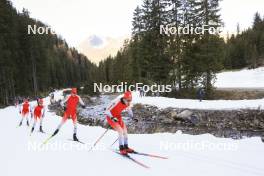 06.11.2024, Davos, Switzerland (SUI): Mathis Profit (SUIT), Felix Ullmann (SUI), Matthias Riebli (SUI), Silvano Demarmels (SUI), (l-r) - Biathlon training, snowfarming track, Davos (SUI). www.nordicfocus.com. © Manzoni/NordicFocus. Every downloaded picture is fee-liable.