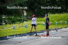 17.07.2024, Martell, Italy (ITA): Lisa Vittozzi (ITA), Jonne Kahkonen (FIN), (l-r)  - Biathlon summer training, Martell (ITA). www.nordicfocus.com. © Barbieri/NordicFocus. Every downloaded picture is fee-liable.