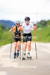 11.06.2024, Premanon, France (FRA): Jeanne Richard (FRA), Oceane Michelon (FRA), (l-r) - Biathlon summer training, Premanon (FRA). www.nordicfocus.com. © Manzoni/NordicFocus. Every downloaded picture is fee-liable.