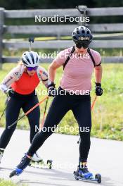 15.09.2024, Lenzerheide, Switzerland (SUI): Lena Haecki-Gross (SUI), Julia Simon (FRA), (l-r) - Sommer Nordic Event 2024, Sommer Biathlon Cup, Lenzerheide (SUI). www.nordicfocus.com. © Manzoni/NordicFocus. Every downloaded picture is fee-liable.