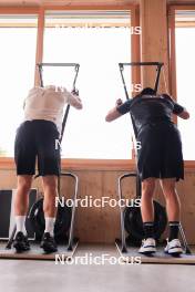 20.05.2024, Lenzerheide, Switzerland (SUI): Joscha Burkhalter (SUI), Niklas Hartweg (SUI), (l-r) - Biathlon summer training, Lenzerheide (SUI). www.nordicfocus.com. © Manzoni/NordicFocus. Every downloaded picture is fee-liable.