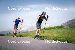 19.06.2024, Lavaze, Italy (ITA): Didier Bionaz (ITA), Elia Zeni (ITA), (l-r)  - Biathlon summer training, Lavaze (ITA). www.nordicfocus.com. © Vanzetta/NordicFocus. Every downloaded picture is fee-liable.