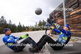 13.10.2024, Ramsau am Dachstein, Austria (AUT): Ruslan Tkalenko (UKR), Vitalii Mandzyn (UKR), (l-r) - Biathlon summer training, Ramsau am Dachstein (AUT). www.nordicfocus.com. © Manzoni/NordicFocus. Every downloaded picture is fee-liable.