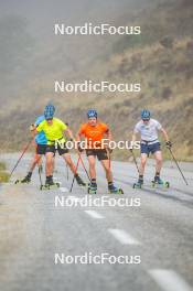 02.09.2024, Font-Romeu, France (FRA): Martin Ponsiluoma (SWE), Jesper Nelin (SWE), Sebastian Samuelsson (SWE), (l-r) - Biathlon summer training, Font-Romeu (FRA). www.nordicfocus.com. © Authamayou/NordicFocus. Every downloaded picture is fee-liable.