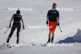 14.10.2024, Ramsau am Dachstein, Austria (AUT): Sandra Flunger (AUT) coach Team Switzerland, Elisa Gasparin (SUI), (l-r) - Biathlon summer training, Dachsteinglacier, Ramsau am Dachstein (AUT). www.nordicfocus.com. © Manzoni/NordicFocus. Every downloaded picture is fee-liable.