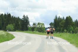 11.06.2024, Premanon, France (FRA): Oceane Michelon (FRA), Jeanne Richard (FRA), (l-r) - Biathlon summer training, Premanon (FRA). www.nordicfocus.com. © Manzoni/NordicFocus. Every downloaded picture is fee-liable.