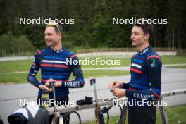 15.06.2024, Correncon-en-Vercors, France (FRA): Emilien Jacquelin (FRA), Eric Perrot (FRA), (l-r) - Biathlon summer training, Correncon-en-Vercors (FRA). www.nordicfocus.com. © Joly/NordicFocus. Every downloaded picture is fee-liable.