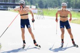 18.07.2024, Lenzerheide, Switzerland (SUI): Maxime Germain (USA), Vincent Bonacci (USA), (l-r) - Biathlon summer training, Lenzerheide (SUI). www.nordicfocus.com. © Manzoni/NordicFocus. Every downloaded picture is fee-liable.