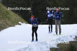 06.11.2024, Davos, Switzerland (SUI): Sebastian Stalder (SUI), Sandro Bovisi (SUI), Niklas Hartweg (SUI), (l-r) - Biathlon training, snowfarming track, Davos (SUI). www.nordicfocus.com. © Manzoni/NordicFocus. Every downloaded picture is fee-liable.