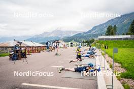 15.06.2024, Lavaze, Italy (ITA): Johan Hagstrom (SWE), Viktor Brandt (SWE), Anna-Karin Heijdenberg (SWE), Elvira Oeberg (SWE), Jesper Nelin (SWE), Sara Andersson (SWE), Ella Hallvarsson (SWE), Anton Ivarsson (SWE), Malte Stefansson (SWE), Anna Magnusson (SWE), Hanna Oeberg (SWE), Martin Ponsiluoma (SWE), (l-r)  - Biathlon summer training, Lavaze (ITA). www.nordicfocus.com. © Barbieri/NordicFocus. Every downloaded picture is fee-liable.